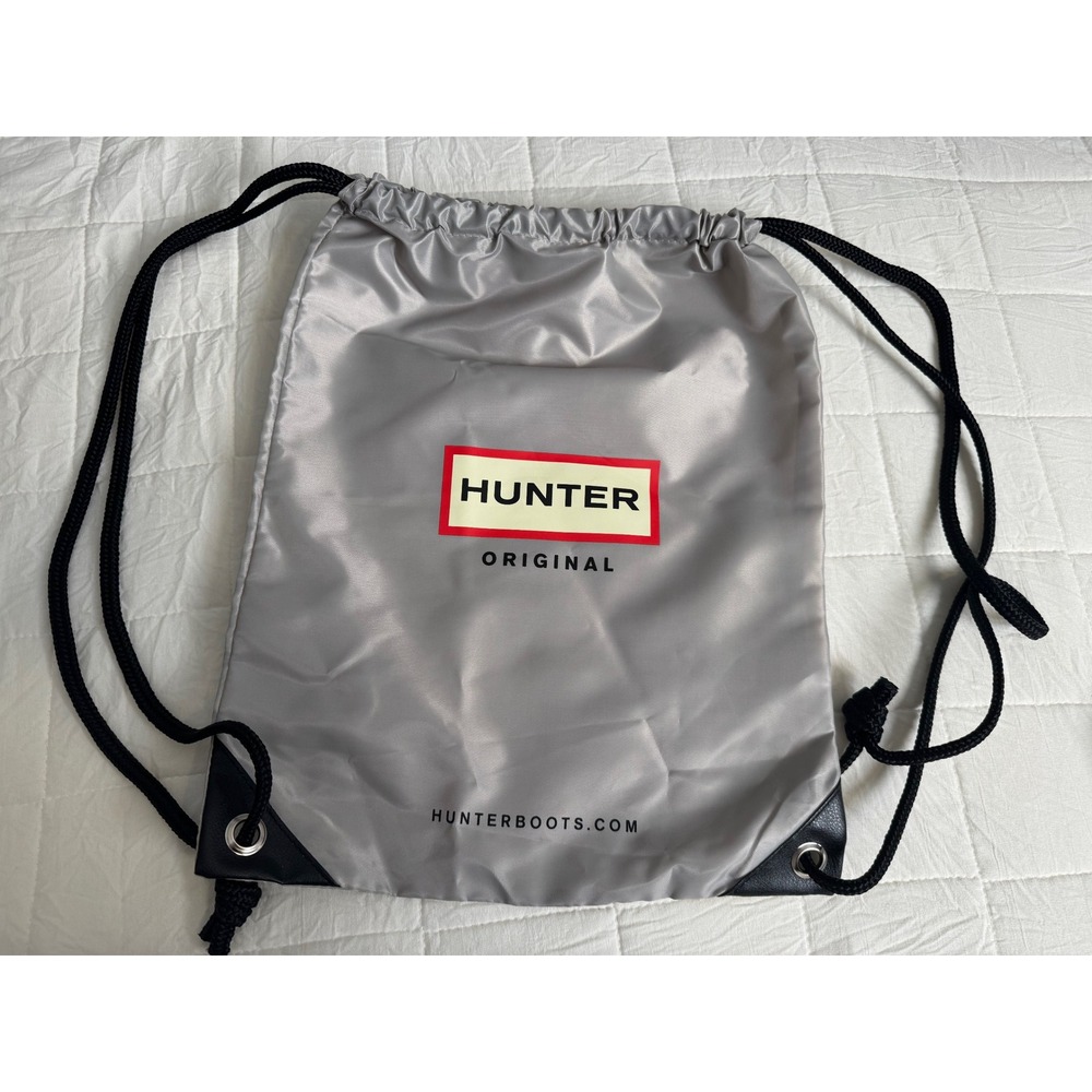 Hunter Original Drawstring Backpack Bag Gray Nylo… - image 4